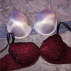 La senza red bra and white Maidenform bra 38C
